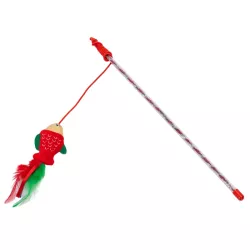 Wędka do zabawy z kotem z czerwoną rybką, patyk 40 cm - 8719138144297