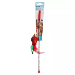 Wędka do zabawy z kotem z czerwoną rybką, patyk 40 cm - 8719138144297