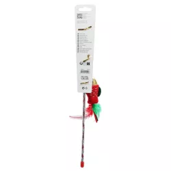 Wędka do zabawy z kotem z czerwoną rybką, patyk 40 cm - 8719138144297