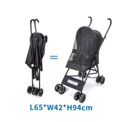 Czarny wózek dla zwierząt typu parasolka, L65*W42*H94cm - 8719138192878