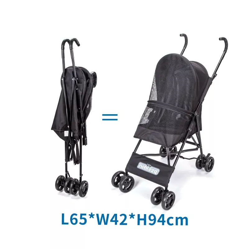 Czarny wózek dla zwierząt typu parasolka, L65*W42*H94cm - 8719138192878