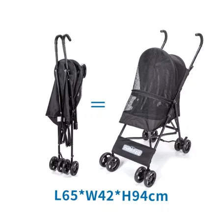 Czarny wózek dla zwierząt typu parasolka, L65*W42*H94cm - 8719138192878