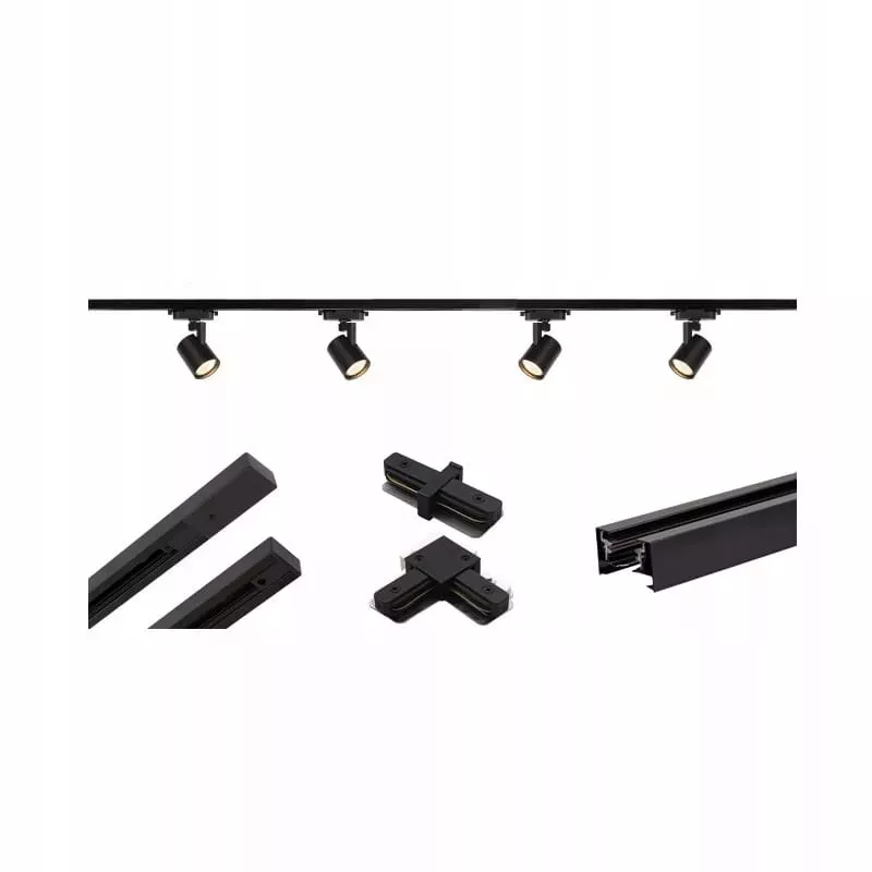 Zestaw Szynowy 1,5m Czarny 4 x Reflektor GU10, 2x Szyna 0,75m.-5904703012016