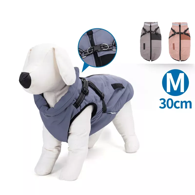 Płaszcz zimowy dla psa ze zintegrowaną uprzężą, rozmiar M, długość grzbietu 30cm - 8719138141241