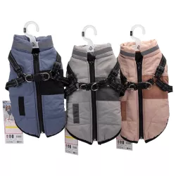 Płaszcz zimowy dla psa ze zintegrowaną uprzężą, rozmiar M, długość grzbietu 30cm - 8719138141241
