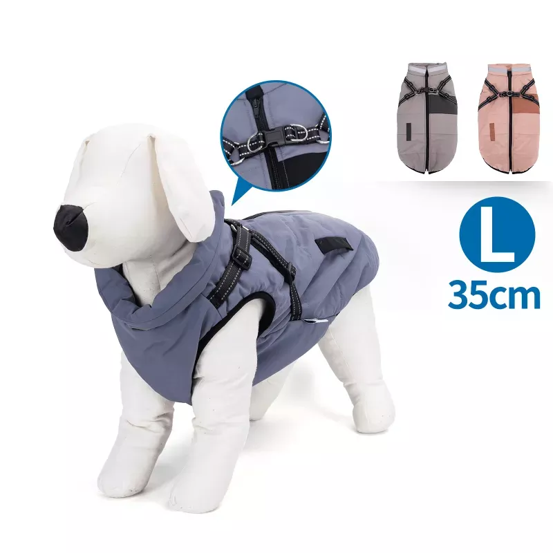 Płaszcz zimowy dla psa ze zintegrowaną uprzężą, rozmiar L, długość grzbietu 35cm - 8719138141258