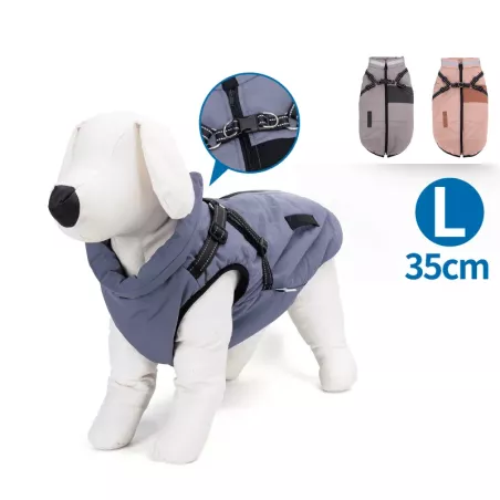 Płaszcz zimowy dla psa ze zintegrowaną uprzężą, rozmiar L, długość grzbietu 35cm - 8719138141258
