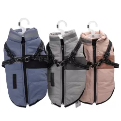 Płaszcz zimowy dla psa ze zintegrowaną uprzężą, rozmiar L, długość grzbietu 35cm - 8719138141258