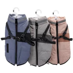 Płaszcz zimowy dla psa ze zintegrowaną uprzężą, rozmiar XL, długość grzbietu 40cm - 8719138141265