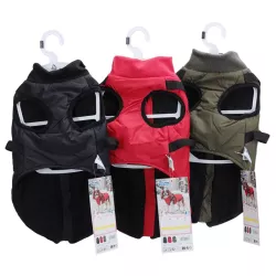 Płaszcz zimowy dla psa pikowany ze zintegrowaną uprzężą, rozmiar L, długość grzbietu 35cm - 8719138141326