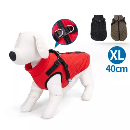 Płaszcz zimowy dla psa pikowany ze zintegrowaną uprzężą, rozmiar XL, długość grzbietu 40cm - 8719138141333