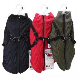 Płaszcz zimowy dla psa pikowany ze zintegrowaną uprzężą, rozmiar XL, długość grzbietu 40cm - 8719138141333