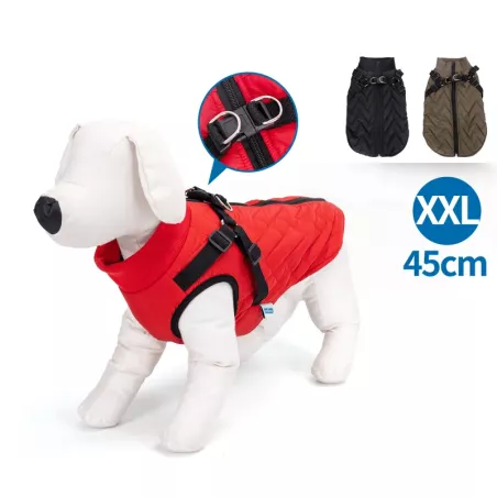 Płaszcz zimowy dla psa pikowany ze zintegrowaną uprzężą, rozmiar XXL, długość grzbietu 45cm - 8719138141340