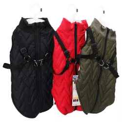 Płaszcz zimowy dla psa pikowany ze zintegrowaną uprzężą, rozmiar XXL, długość grzbietu 45cm - 8719138141340