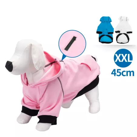 Bluza dla psa z kapturem i kieszonką XXL - długość 45cm na chłodne dni - 8719138142217