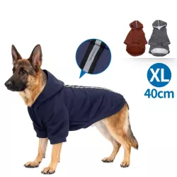 Bluza dla psa gładka z kapturem rozmiar XL długość 40cm na chłodne dni - 8719138142286