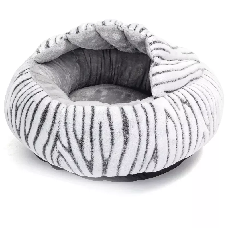 Legowisko dla kota okrągłe z wysokim brzegiem, zebra - 8719138073023