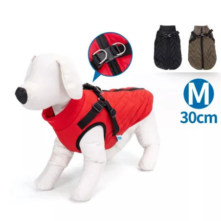 Płaszcz zimowy pikowany dla psa z uprzężą, rozmiar M, 30cm - 8719138141319