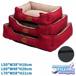 Zestaw 3 lnianych legowisk dla psa i kota, bordowy - 8719138142514