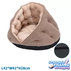 Sztruksowe legowisko-muszla dla kota, L42×W42×H28cm - 8719138142484