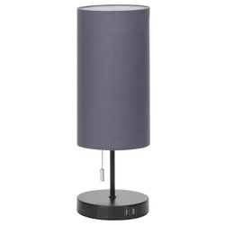 Lampa stołowa bez żarówki, E27, MAX.40W, 2x USB, żelazo/płótno - 8433325428815