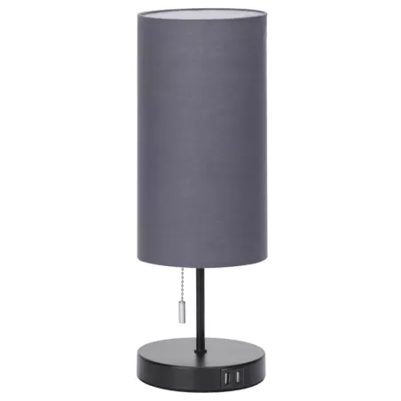 Lampa stołowa bez żarówki, E27, MAX.40W, 2x USB, żelazo/płótno - 8433325428815
