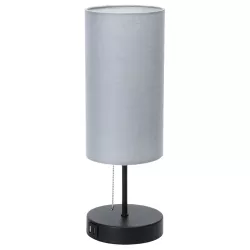 Lampa stołowa bez żarówki, E27, MAX.40W, 2x USB, żelazo/płótno - 8433325428815
