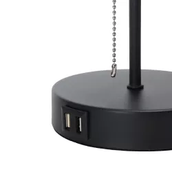 Lampa stołowa bez żarówki, E27, MAX.40W, 2x USB, żelazo/płótno - 8433325428815