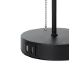Lampa stołowa bez żarówki, E27, MAX.40W, 2x USB, żelazo/płótno - 8433325428815