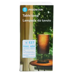 Lampa stołowa bez żarówki, E27, MAX.40W, 2x USB, żelazo/płótno - 8433325428815