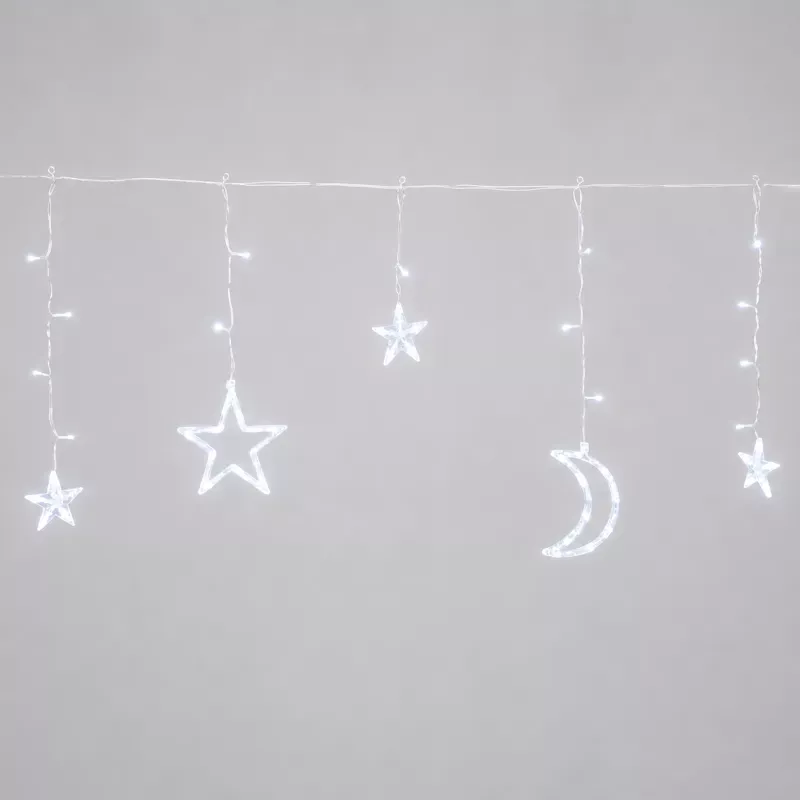Solarne lampki sznurkowe, gwiazdy i księżyce fala, chłodna biel, 3-8433325365998