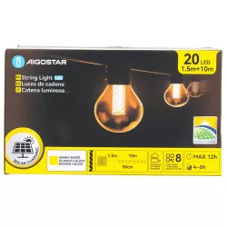 Girlanda solarna z kulkami G50 długość 10 m 20 białych ciepłych bąbli-8433325329198