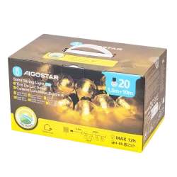 Girlanda solarna z kulkami G50 długość 10 m 20 białych ciepłych bąbli-8433325329198
