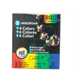 Kolorowa girlanda solarna 10 kul G50 podświetlane 5m drucikiem RGBY-8433325329129