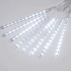 Solarna girlanda z deszczem meteorytów 8 sopli po 30 cm białe zimne-8433325329051