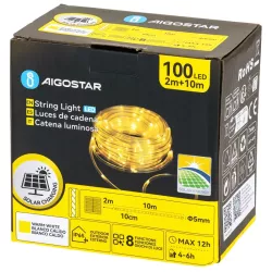 Solarna taśma świetlna rurka Φ5mm, Ciepła biel, 2m+10m-8433325307332