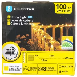 Solarna taśma świetlna rurka Φ5mm, Ciepła biel, 2m+10m-8433325307332