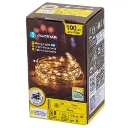 Solarna taśma świetlna, Ciepła biel, 2m+10m-8433325305840