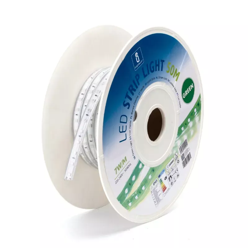 Taśma LED zielona 230V 10mm 60led/m szpula 50mb zewnętrzna IP65 - 8433325212940