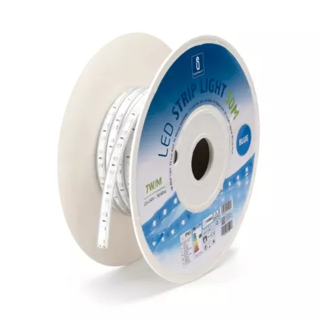 Taśma LED niebieska 230V 10mm 60led/m szpula 50mb zewnętrzna IP65 - 8433325212957
