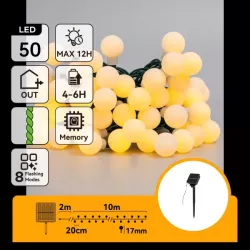 Girlanda ogrodowa solarna 50 białe ciepłe mleczne małe kulki dł. 10m - 8433325300937
