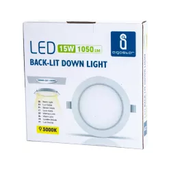 Plafon LED podtynkowy okrągły 15W, ciepła biel 3000K, D17,5cm - 8433325210090