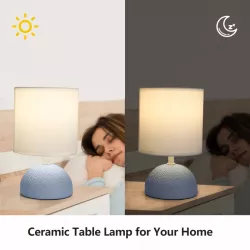 Lampka stołowa ceramiczna, niebiesko-biała, E14 max 40W, bez żarówki - 8433325196967