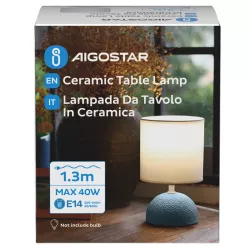 Lampka stołowa ceramiczna, niebiesko-biała, E14 max 40W, bez żarówki - 8433325196967