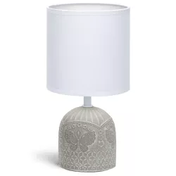 Lampka stołowa ceramiczna z motylami, szara, E14 max 40W, bez żarówki - 8433325197018