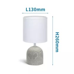 Lampka stołowa ceramiczna z motylami, szara, E14 max 40W, bez żarówki - 8433325197018