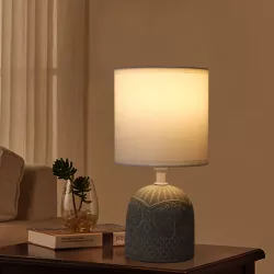 Lampka stołowa ceramiczna z motylami, szara, E14 max 40W, bez żarówki - 8433325197018