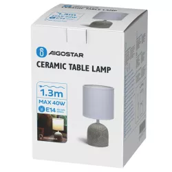 Lampka stołowa ceramiczna z motylami, szara, E14 max 40W, bez żarówki - 8433325197018