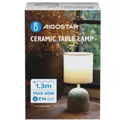 Lampka stołowa ceramiczna z motylami, szara, E14 max 40W, bez żarówki - 8433325197018