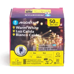Wąż świetlny LED niskonapięciowy Φ5mm, 5m, 50 LED, ciepła biel, IP44 - 8433325307219